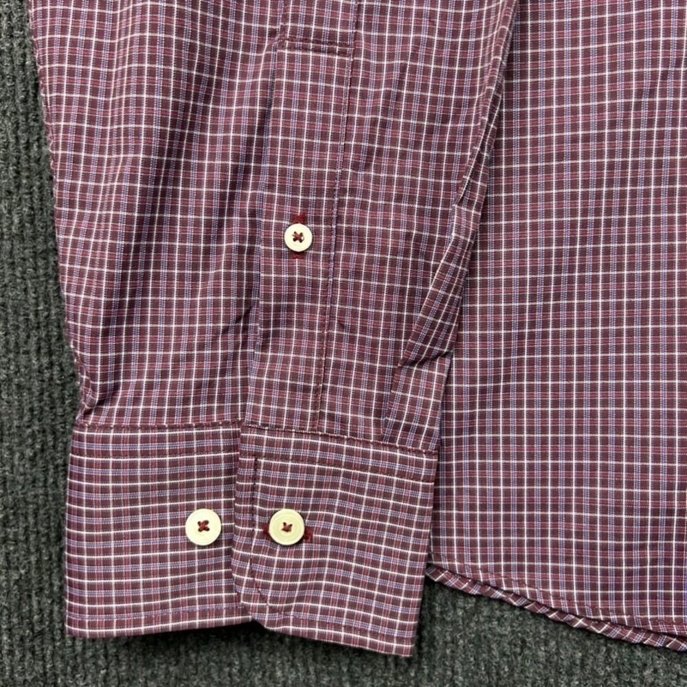 UNTUCKit Men's Shirt 3XL Long Sleeve Button Down Burgundy White Blue Small Check - Picture 3 of 16
